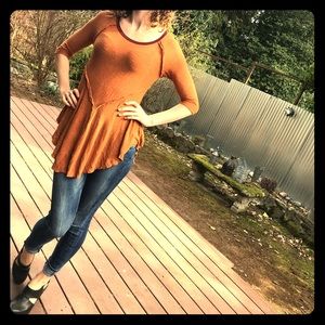 Flouncy Free People Tunic in Rust & Burgundy